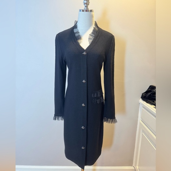 Vintage Steve Fabrikant Signature Black Wool Dress - Size S - Picture 4 of 12